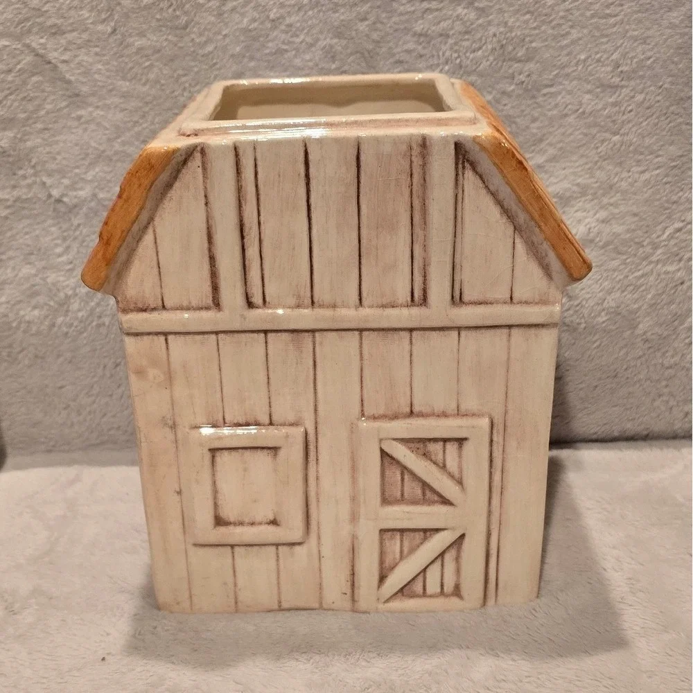 Vintage Treasure Craft Ceramic Cookie Barn Jar Base Only Chicken Rustic Decor